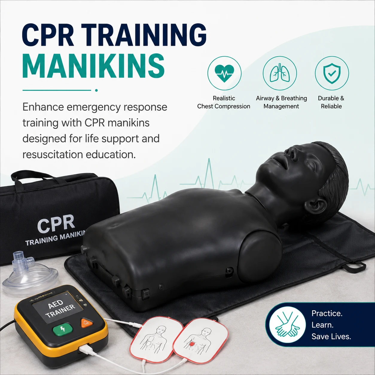 CPR Training Manikins for Basic and Advanced Life Support Education