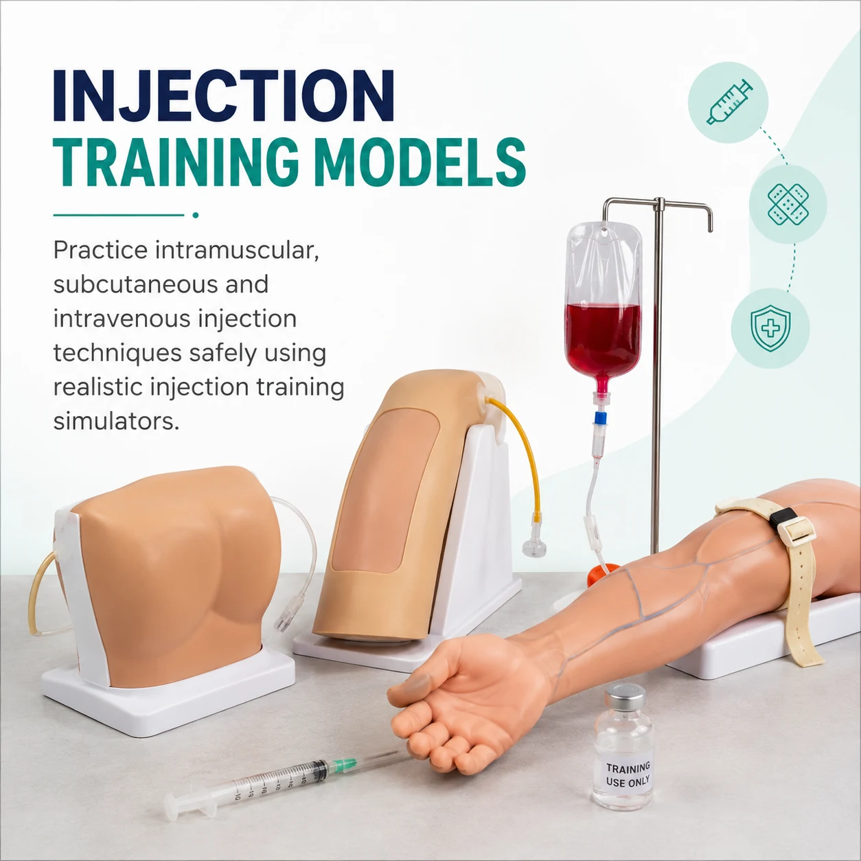 Injection Training Models for Intramuscular, Subcutaneous and Intravenous Injection Practice
