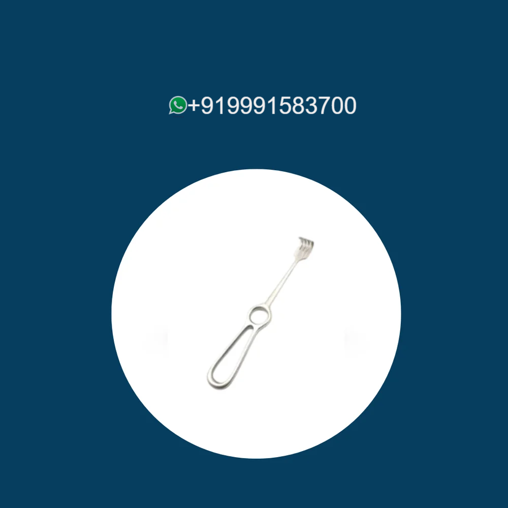 Retractor, Volkmann, 22 cm, 4 blunt prongs, 10 mm, curve.