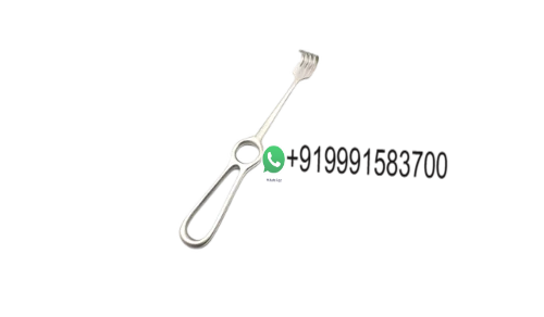 Retractor, Volkmann, 22 cm, 4 blunt prongs, 10 mm, curve.